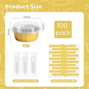 Mini moules à pâtisserie carrés en aluminium avec couvercles, 5 oz, en PET, jetables, de qualité alimentaire, en pulpe moulée, pour contenants à cupcakes - Product Image 2