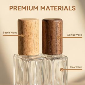 50ML <b>Perfume</b> Refill <b>Bottle</b> Portable 30ml square Glass <b>Spray</b> <b>Bottle</b> Replacement Empty <b>Bottle</b> with Walnut Wood Cao - Product Image 3