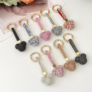 Diamant mignon fille femmes dessin animé ours tête anneau suspendu porte-clés chaîne gobelet tasse tasse voiture sac téléphone accessoire décoration pendentif - Product Image 2