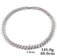Collier chaîne cubaine glacée plaqué argent, style hip-hop, pour femmes et hommes, en or 18 carats, avec moissanite, modèle Madonna YL56, vente en gros