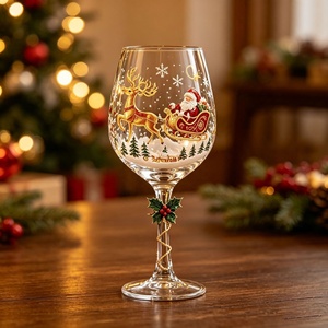 Lanterne en verre artistique, gobelet de Noël, fête de fin d'année, flocon de neige rouge, pour la maison et le bureau, support pour tasses et mugs, vente en gros - Product Image 5