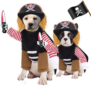 Disfraz de perro pirata con capucha para Golden Retriever, Bulldog Francés, ropa de Halloween para mascotas, atuendo divertido para todas las estaciones - Product Image 3