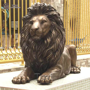 Escultura de León Acostado de Bronce Fundido, Estatua de Animales de Metal de Tamaño Real para Exteriores, Marca TREVI, en Venta - Product Image 3