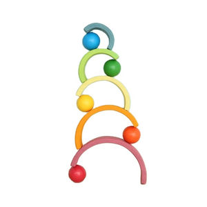 Fabrik Direkt verkauf Kinderspiel zeug pädagogische Baustein Spielzeug Bälle Großhandel Montessori Holz Regenbogen Baby Spielzeug Teile - Product Image 4