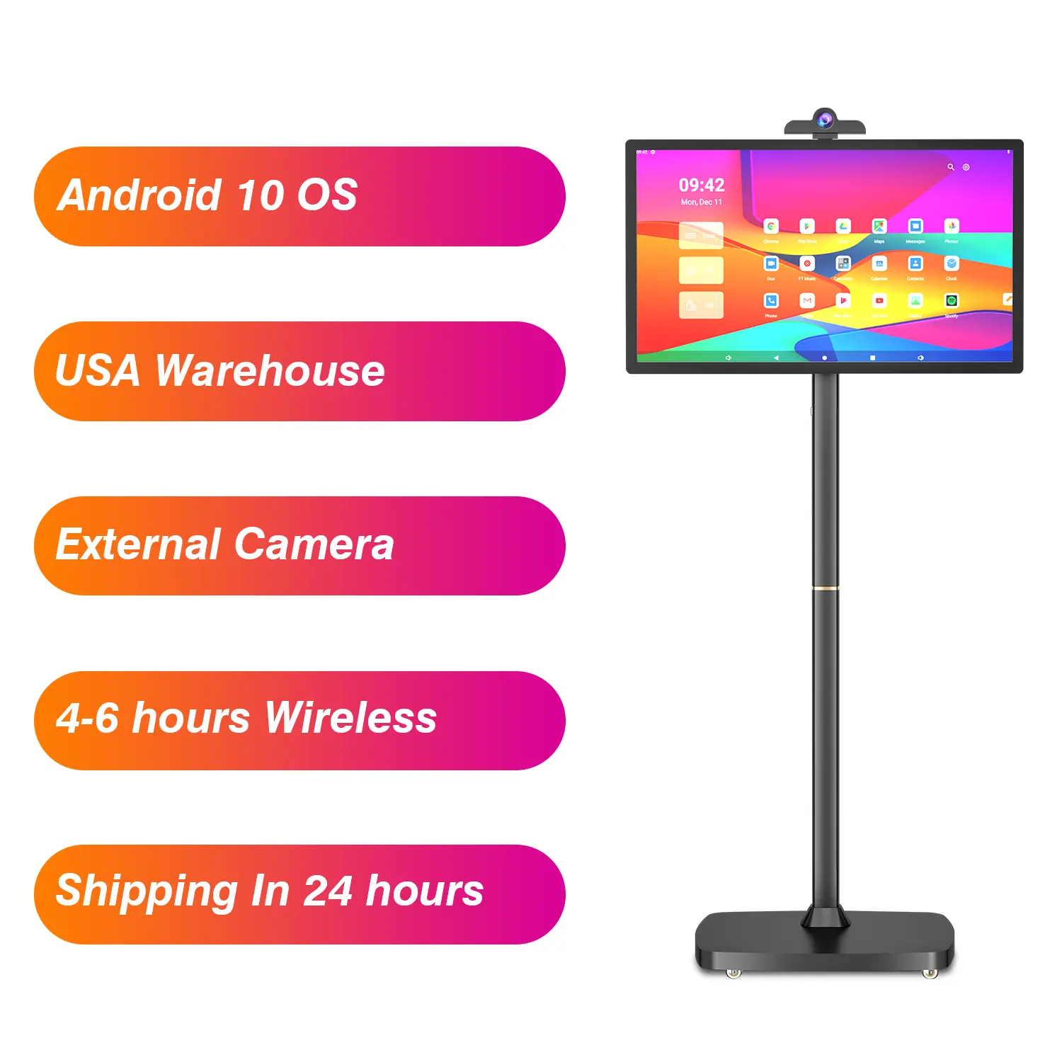 27 inch chất lượng cao tốt nhất bán standbyme Android 12 có thể điều chỉnh thông minh TV phát sóng trực tuyến di động di chuyển TV màn hình thông minh