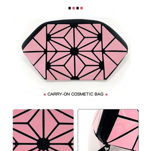 BSCI Factory Foldable Pink Make up Bag Luminous Toiletry Bag New Fashion Geometric Cosmetic Bag - Product Image 2