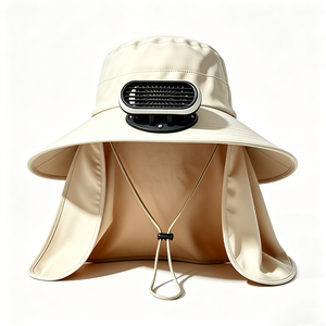 Chapeau de soleil unisexe UPF50+ avec ventilateur rafraîchissant détachable, large bord, protège-nuque, pour la pêche, la randonnée, le cyclisme, protection UV, logo personnalisé - Product Image 2