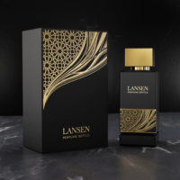 Flacon de parfum vide de luxe en verre de 100 ml avec bouchon, flacons de Cologne rectangulaires personnalisés givrés or et noir avec boîte