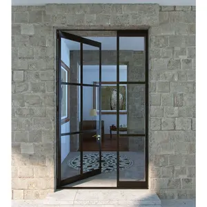 Porta de vidro de aço galvanizado, aço preto balanço, móveis, arquitetura, interior, porta de vidro de aço para o hotel, imperdível