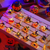 Guirlandes lumineuses d'Halloween, décorations lumineuses en forme de citrouille, motifs multiples (sorcière/chats/feuilles d'érable), guirlandes lumineuses de fête