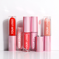 Gloss à lèvres brillant mat naturel végétalien OEM, 48 couleurs, non collant, tube rond rose, imperméable