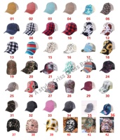 Casquette Trucker D2367 Camouflage Femme avec ouverture pour chignon désordonné, en coton et maille, style Gorras, casquette de baseball sportive, effet vieilli, pour queue de cheval croisée