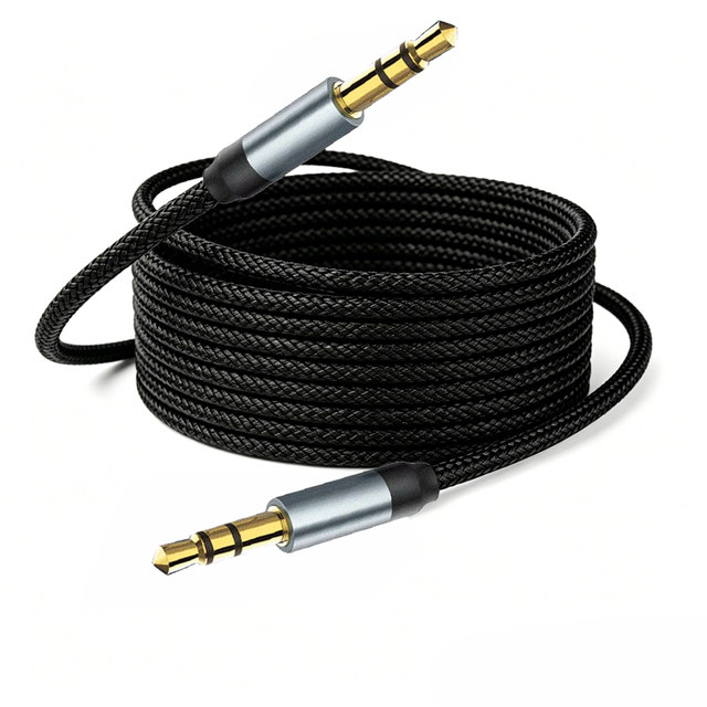 AUX 3.5mm Male to Male Double Shielded Noise-Canceling Gold-Plated Plug Hi-Fi Stereo Oxygen-Free Copper 3-Pole/TRS Audio Cable