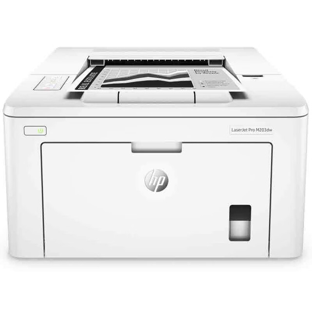 H P M203dw Black and White Laser Printer - Compact A4 Size for Home and Office with Automatic Duplex Printing