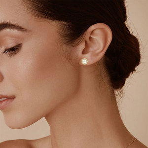 Boucles <span class=keywords><strong>d</strong></span>'oreilles clous en argent 925, style vintage, perles <span class=keywords><strong>de</strong></span> <span class=keywords><strong>culture</strong></span> <span class=keywords><strong>d</strong></span>'eau douce naturelles blanches rondes <span class=keywords><strong>de</strong></span> 5,5 à 6 mm, halo, pour femmes - Product Image 5