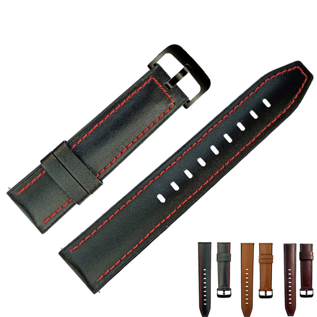 Custom Luxury Factory Outlet Mens' Watchband for Huawei GT Black Buckle 22mm Leather & Silicone Watch Band Strap