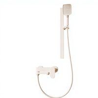 Ensemble de douche mural moderne style crème pour usage domestique, avec pommeau de douche pressurisé, jets de massage et de pluie, design sans douchette supérieure