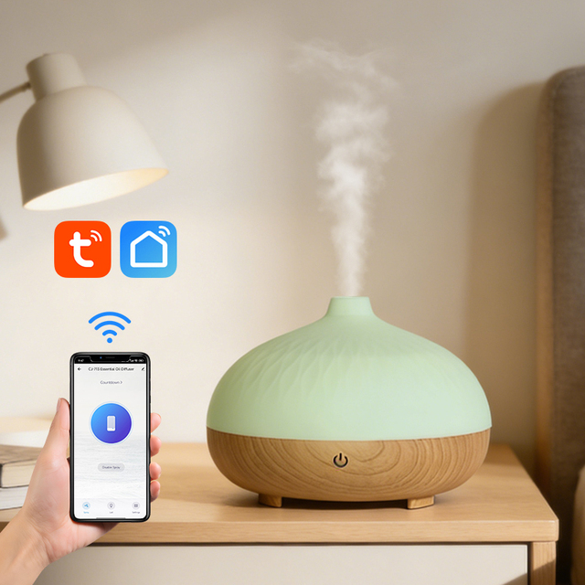 Auto Shut Off Smart APP Control Ultrasonic Air Humidifier Essential Oil Aroma Diffuser with RGB Light
