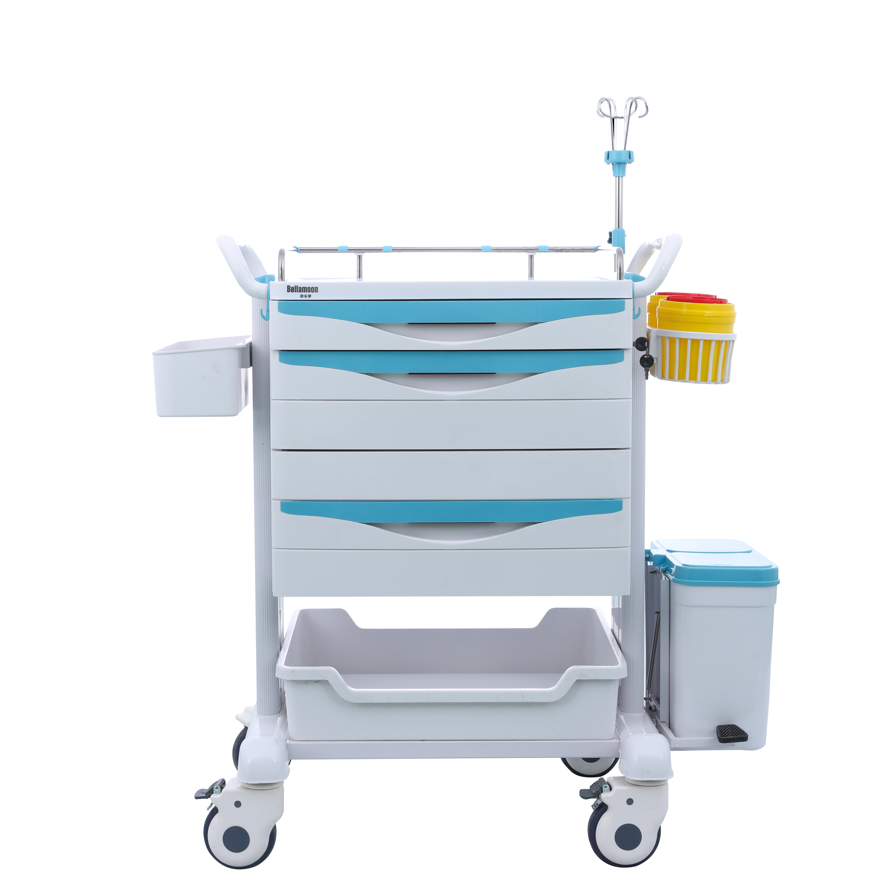 Manufactory price medical ABS material nursing treatment trolley cart for hospital