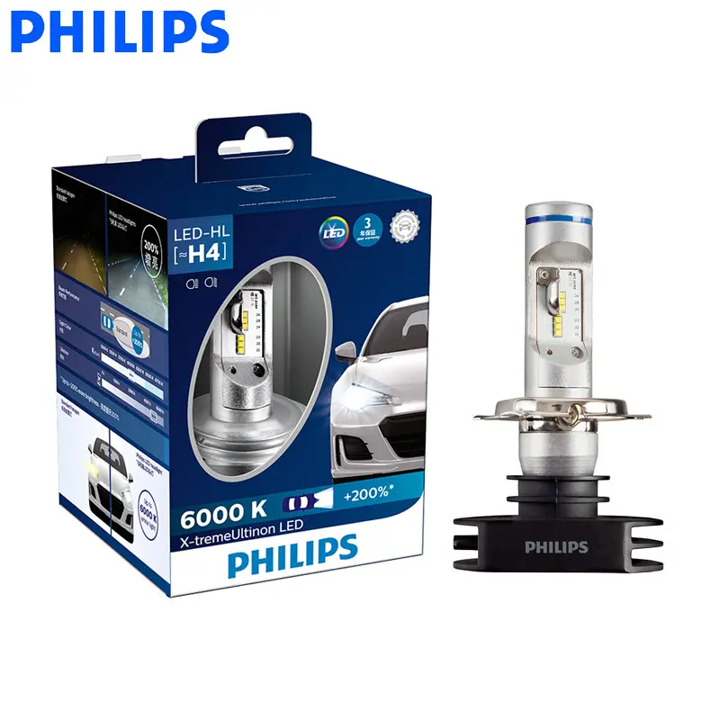 2X Philips X-treme Ultinon LED H4 H7 H11 HB2 HB3 HB4 9003 9005 9006 6000K +200% more Bright Car Headlight H8 H1 With ECE Approve