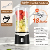 Mini-presse-agrumes portable 60W 7.4V 18 lames avec capteur de sécurité et coupure automatique pour purée de bébé, gym, voyage, CE RoHS LFGB, fonctionnement simple à un bouton