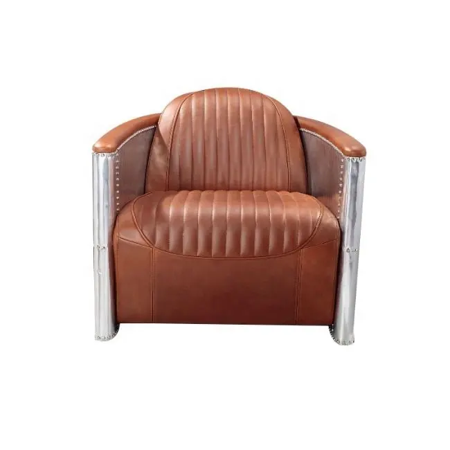 Indian Vintage Living Room industrial vintage leather sofa metal aircraft Aluminium aviator chair sofa luxury cafe sofa