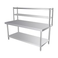 Meja Kerja Stainless Steel 304 Heavy Duty Dengan Penyangga Tegak, Meja Persiapan Makanan Dapur Restoran Komersial, Kaki Dapat Disesuaikan