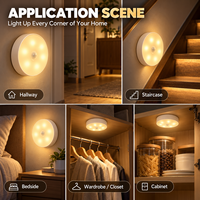 Veilleuse LED ronde à détecteur de mouvement, blanc chaud, murale, fonctionnant sur piles, rechargeable, pour chambre, couloir, escalier, placard