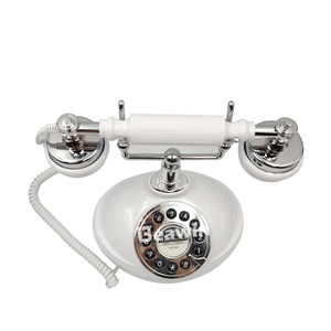 Téléphone fixe <span class=keywords><strong>filaire</strong></span> rétro blanc en métal avec sonnerie mécanique et bouton-poussoir en résine époxy durable pour hôtel et bureau - Product Image 4