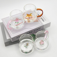 Usine vente directe en gros 3d mignon fleur verre tasses à eau mignon ménage Simple verre café jus boisson lait tasses