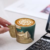 Mug à café à l'art latte de 200 ml, thème créatif Sanxingdui, culture de Chengdu, fait à la main, avec logo personnalisé, boîte cadeau