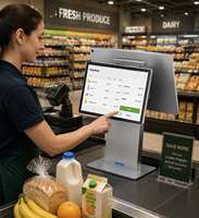Terminal de point de vente à double écran en aluminium TouchWo de 15,6 pouces, ultra-fin, tactile Android pour supermarché, kiosque de libre-service