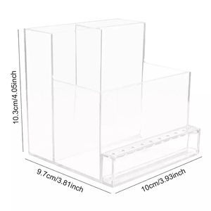 Factory Custom 3 Row 10 Holes Nail Display Box Clear Nail <b>Drill</b> <b>Bits</b> Holder Manicure Tools Box - Product Image 3