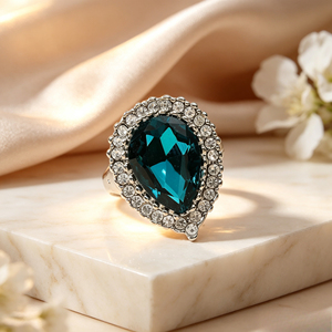 Anello Blu da Donna Stile Vintage per Uso Quotidiano, Accessorio da Dito - Product Image 2