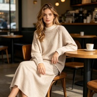 Ensemble tricot 2 pièces femme, mélange laine à effet cachemire, pull ample et jupe longue, tenue décontractée en gros
