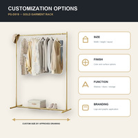 Expositor de Ropa Metálico Dorado Personalizado con Barra para Colgar, Base y Estante, Fácil de Montar, para Tiendas de Ropa y Boutiques