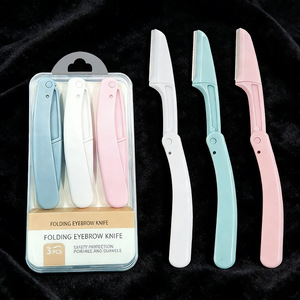 Maquinilla de afeitar plegable para cejas, segura y resistente a los arañazos, juego de herramientas de maquillaje de 3 piezas con cuchilla macro para principiantes. - Product Image 2