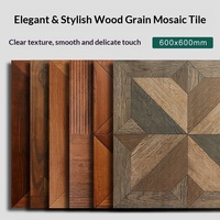 Carreaux de sol intérieurs en céramique mate antidérapants et imperméables à haute absorption, motif floral rétro nordique, grain de bois naturel