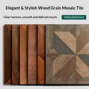 Azulejos de Cerámica Mate con Patrón Floral Retro Nórdico y Vetas de Madera Natural, Antideslizantes e Impermeables para Interiores de Hoteles, Apartamentos y Salas de Estar - Product Image 3