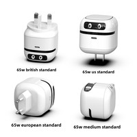 Câble rétractable Type-C PD65W, chargeur mini-robot avec technologie GaN, prise de charge rapide, double ports Type-C