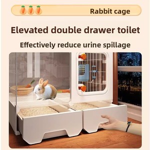 Cage à lapin transparente moderne et durable <span class=keywords><strong>pour</strong></span> l'intérieur, toutes saisons, <span class=keywords><strong>avec</strong></span> bac à litière intégré et <span class=keywords><strong>tiroir</strong></span> à déchets facile à nettoyer - Product Image 4
