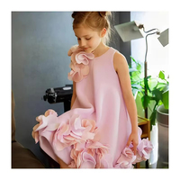 Robes de princesse élégantes pour petites filles, sans manches, col rond, rose, pour fêtes d'anniversaire, collection tendance pour enfants