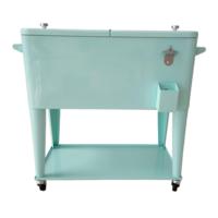 Chariot isotherme vintage 73L en métal avec roues pour garder les boissons fraîches lors de vos fêtes