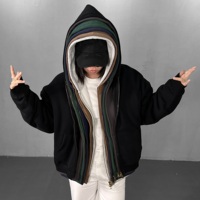 Sudadera con capucha BOXY de alta calidad con forro polar y doble cremallera para hombre, otoño-invierno, al por mayor
