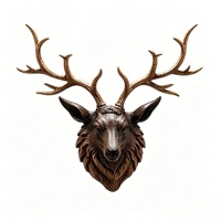 BZY Tête de cerf en résine personnalisable, style américain, luxe léger, décoration murale pour entrée de maison et mur de fond.