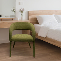 Chaise d'Appoint en Tissu Vert Forêt Chaise de Salle à Manger Rembourrée Bouclé avec Accoudoirs