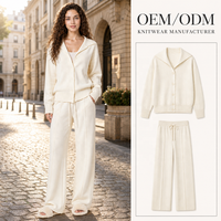 Vente en gros de vêtements pour femmes, ensemble deux pièces en tricot à boutons d'hiver personnalisé ODM, vêtements pour femmes, hauts pour femmes, vêtements de créateurs
