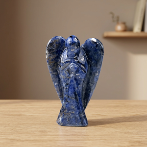Sodalite naturelle, figurine d'ange sculptée à la main de 1 pouce, pierre de poche, cristal, pierre précieuse, Feng Shui, guérison, pierre semi-précieuse - Product Image 4
