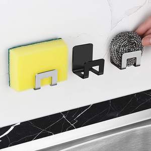 Porta spugna in acciaio inossidabile accessori per il bagno da cucina senza perforazione organizzatore porta spugne per stendibiancheria con scarico autoadesivo - Product Image 3