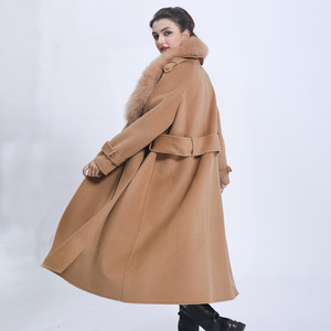 Popular Cashmere Winter Autumn <strong>Ladies</strong> Long Casual Korean Women Big Fur Collar Coat Women <strong>UK</strong> - Product Image 2
